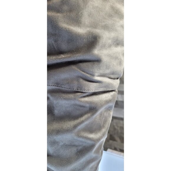 Womens Thigh High Boots Gray Size 7.5 Strech Suede Over Knee Pull On - Picture 10 of 16